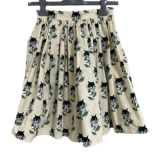 Miu Miu cat all-over pattern gathered skirt #36 beige multicolor 100% cotton