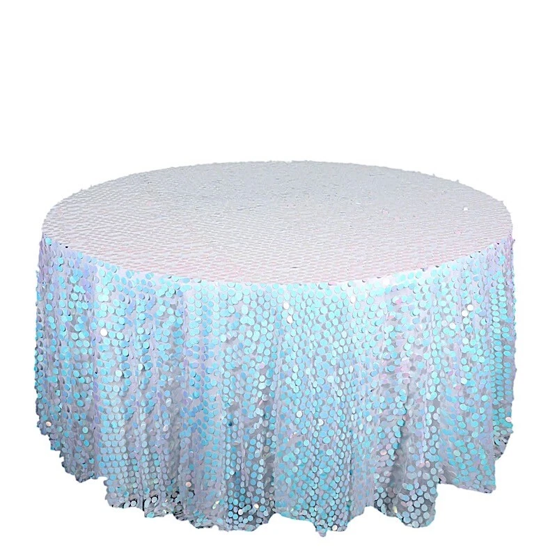 IRIDESCENT ROUND 120" Large Payette Sequin TABLECLOTH Wedding Catering Dinner - Image 3 of 4