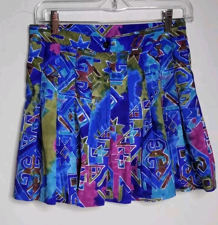 Colorful Silk Tail Tennis Skirt Size 12 Bright USA Made  