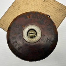 Vintage L.S. Starrett Tape Measure Ruler 50 Ft. Steel No. 510 Leather Bound USA