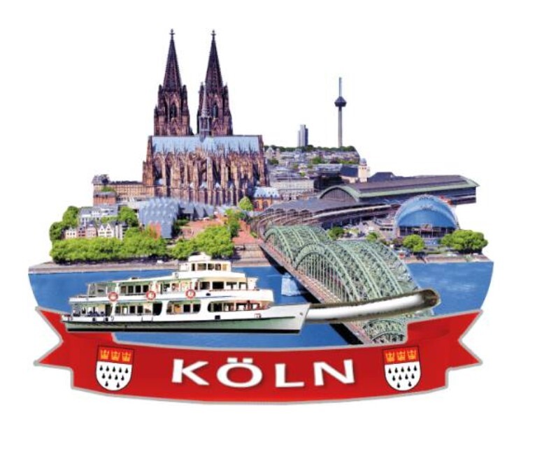 Cologne Cathedral Collage with Slider Germany Metal Magnet Souvenir Germany