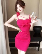 Women's 2024 Sexy Party Sling Backless Flowers Package Buttocks Short Dress 