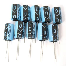 Xicon 1000uF 25V Radial Electrolytic Capacitors: Small Size 10/Pack: Great Price
