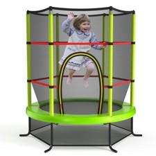 55" Kids Trampoline Bouncing Jumping Mat Recreational Trampoline w/Enclosure Net