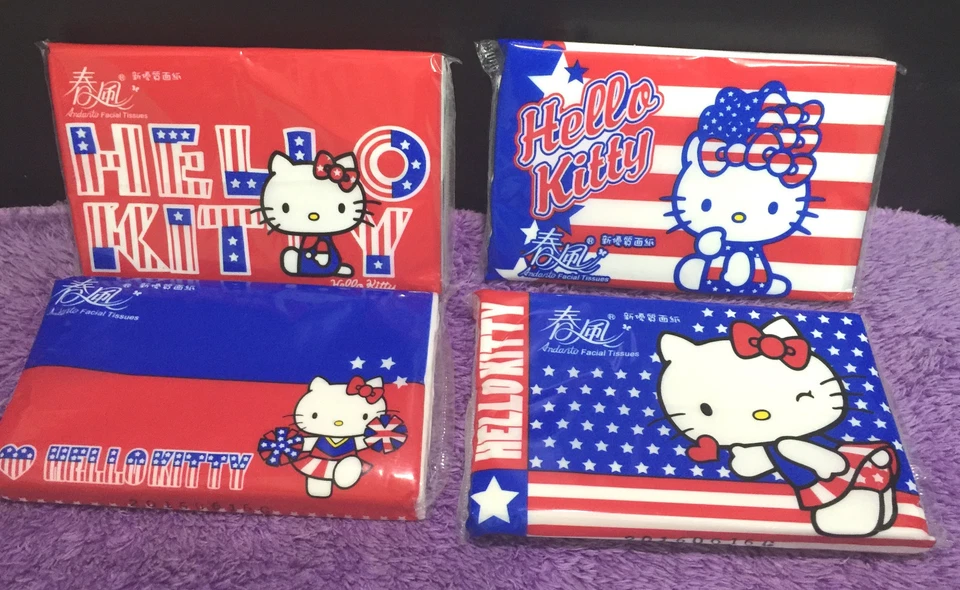 Cute Hello Kitty Tissue Paper Facial Travel Kit Napkin American Style Rare Gift - Image 2 of 4