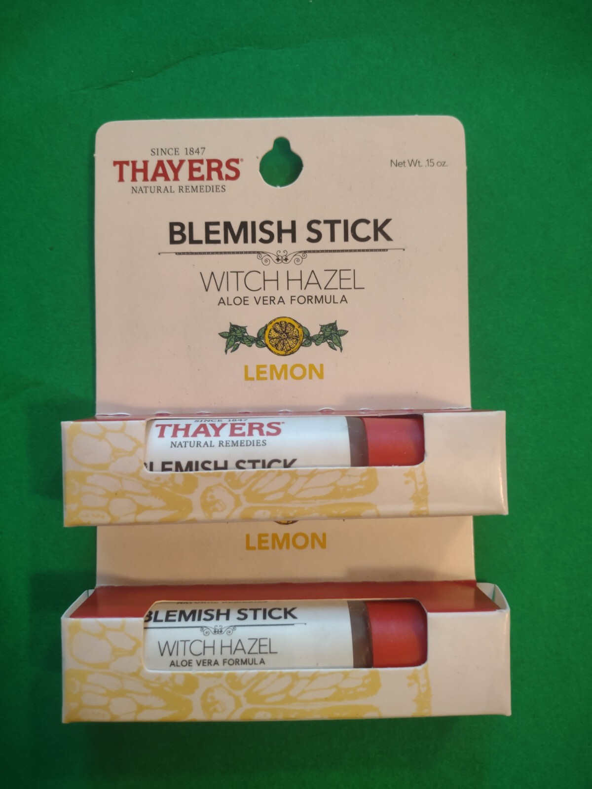 NEW Lot of 2 Thayers Lemon Scent Blemish Stick with Witch Hazel Aloe
