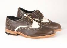 Lambretta Leather Brogue Shoes Brown Beige  6 7 8 9 Mod Retro Only £30 Free P+P