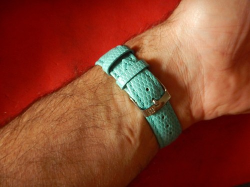 18 mm ECHT LEDER ARMBAND EIDECHSENFORM PASTELLBLAU GENÄHT SCHÖNE QUALITÄT - Bild 9 von 21