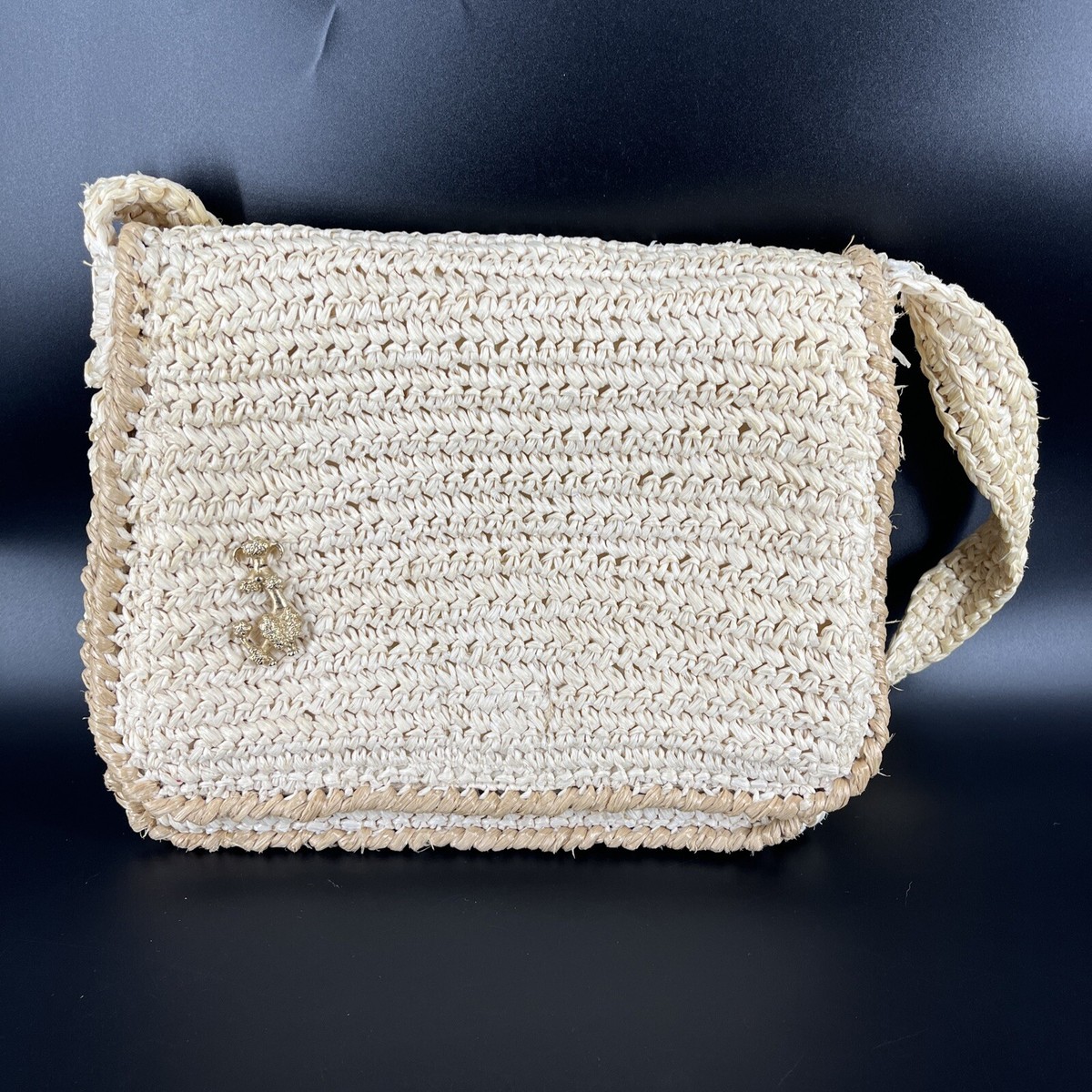 VTG Macy's MARCHIONESS Straw Raffia Bag Purse Adorable Poodle