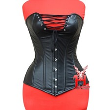 Vollbrust Korsett Schwarz Leder Gothic Damen | Overbust Leather Corset