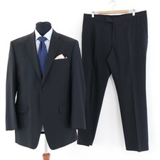 Mens BENVENUTO Black Pure Wool Suit Jacket Size UK 42R Trousers W40 L32