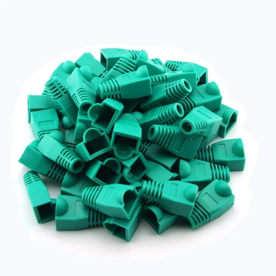 Cat5e Cat5 Cat6 RJ45 Boot End Cap Green Connector Modular Head Plug Cable Lot - Image 4 of 4