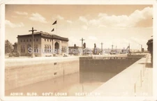 Postcard Seattle Washington Government Locks Admin Building RPPC Vintage Scene