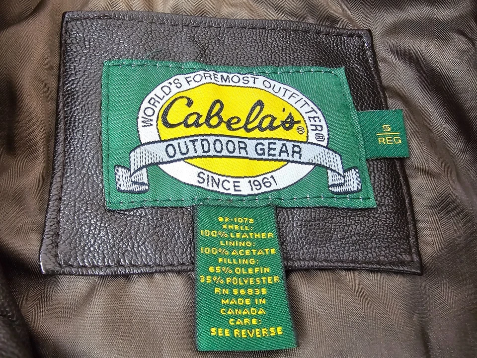 Cabela's Mens Leather Faux Shearling B3 Bomber Aviator Flight Jacket S Vintage - Image 2 of 4