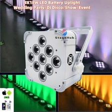 9x18w RGBWAUV Flat Led Par Light Wireless battery DJ Party Wedding DMX Uplight