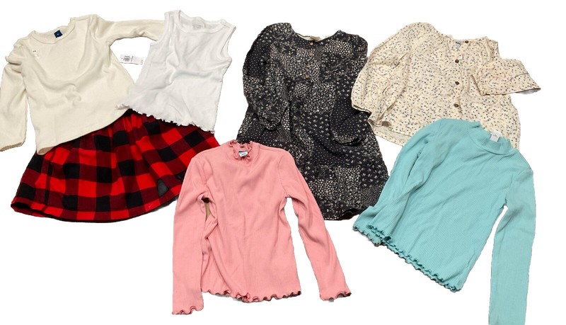 Girls Size 5 Long Sleeve Shirts, Dress,  Red Plaid Skirt Lot Of 7 Oshgosh Carter