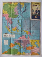 Sunoco Oil War Map of the World c. 1942-45 World War II era vintage brochure
