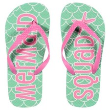 "Mermaid SQUAD" Girls Rubber Flip Flops Shoes Beach Sandals 11/12 13/1 2/3