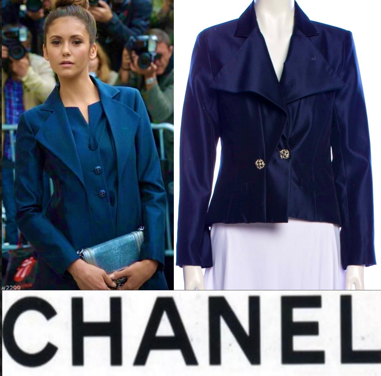 5K New Chanel 2014 Navy Blue Tweed Evening Jacket 38 40 42 6 8 10 Coat Logo L M thumbnail 14