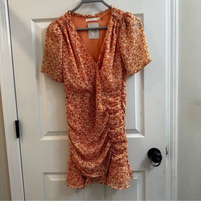 Lush boutique Honorable Mention Dress floral ruched ss mini size small NWT