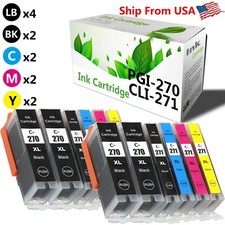 12 PK PGI270XL CLI271XL Ink Cartridge for Canon PIXMA MG7720 MG5722 White Silver
