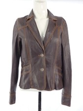 Karl Donoghue Leather Jacket Blazer Brown Orange Suede Lined Notched Collar S