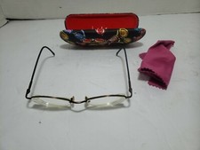 NICOLE MILLER CLAM SHELL EYEGLASS CASE BLACK SATIN SUNGLASSES PRINT