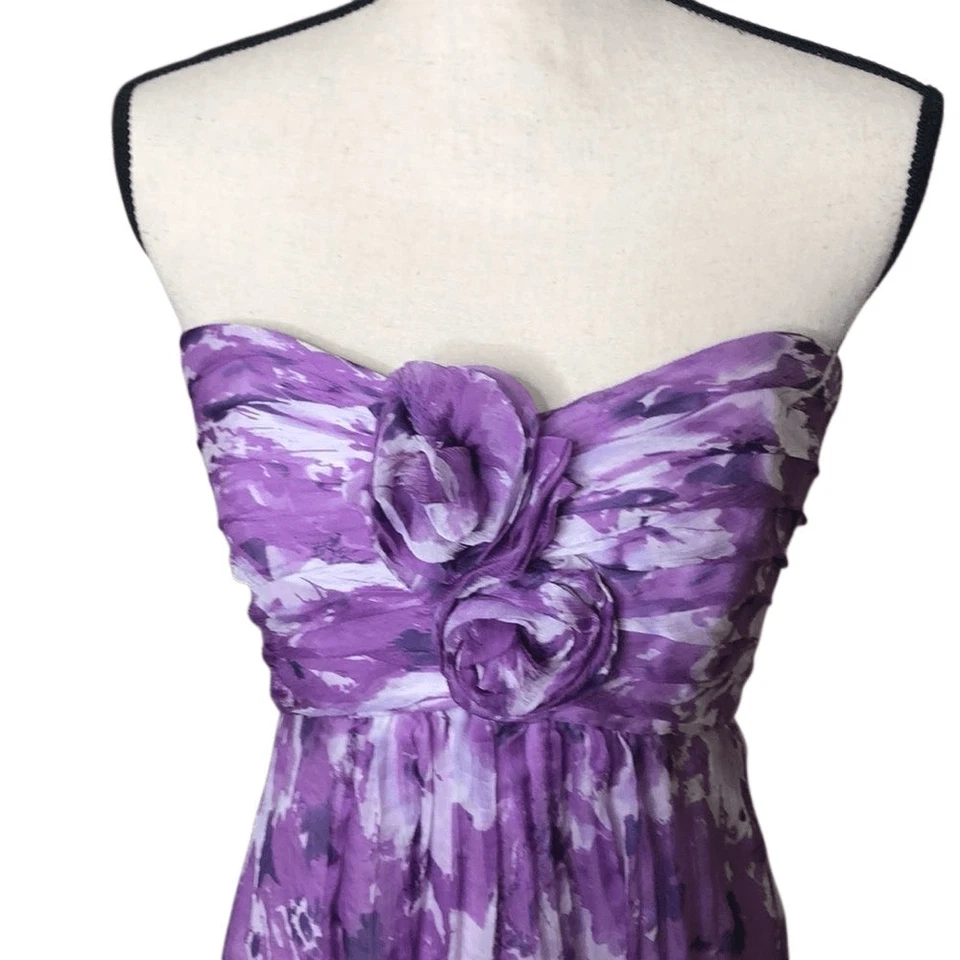 Vestido sin tirantes vintage de seda lila Amsale talla 8 Y2K, cóctel, cita noche, gala Foto 3 de 4