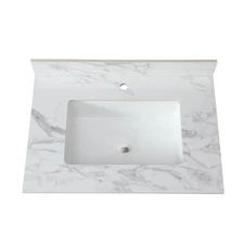 31"x22" Bathroom Vanity Top with Rectangular Undermount Ceramic Sink, Sintered