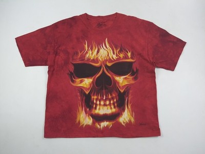 2005 The Mountain David Penfound Tie Dye T-shirt Red Skull Flames  size XL