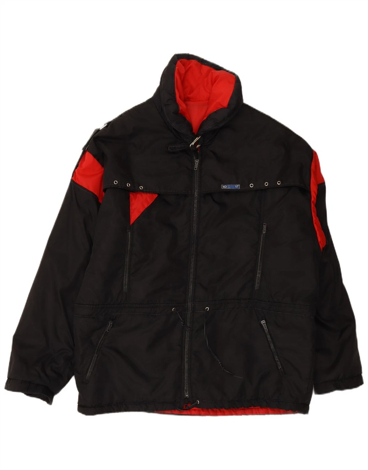 VINTAGE Mens Windbreaker Jacket IT 54 2XL Black Colourblock Polyamide AS05