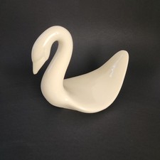 Ceramic Swan Figurine Bathroom Hand Towel Holder Off White Vtg Japan
