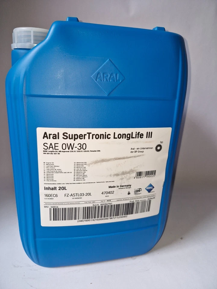 20 Liter ARAL SuperTronic LongLife III 0W-30 , VW 50400 50700