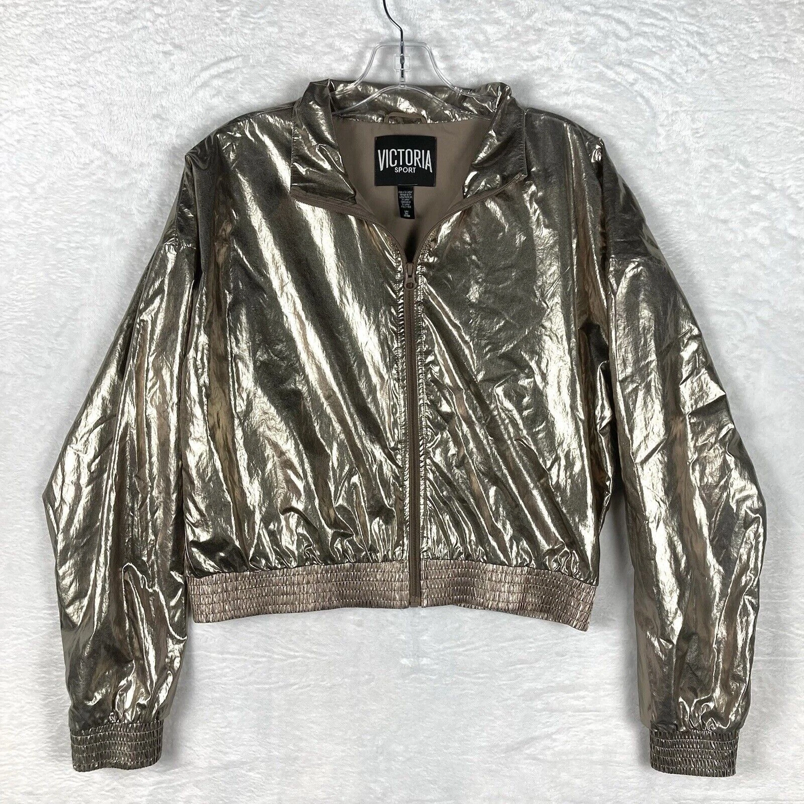 UNDERCOVER Giacca Bomber Victoria’s Secret Sport Donna S Oro Metallizzato Clubwear Preppy Palestra