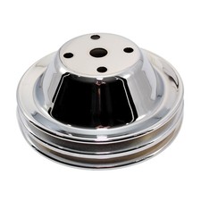 New Sbc Chevy Small Block 2 Groove Chrome V-belt Water Pump Pulley - Long Style