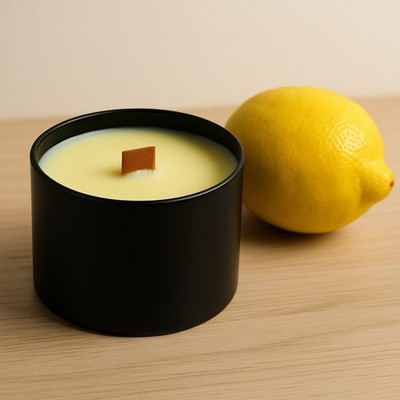 8 Oz Candle Wood Wick Candle, Lemon Bar