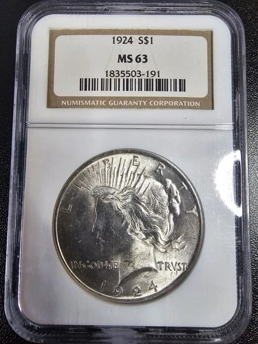 1924 PEACE SILVER DOLLAR NGC MS63