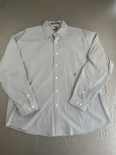 Vtg Tommy Hilfiger Shirt Mens XL Blue Striped Long Sleeve Button Up Lion Crest