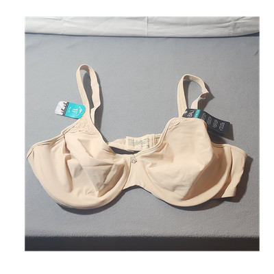 Bali Minimizer Underwire Bra 42C Beige Lace Adjustable Straps Hook & Eye DF3385