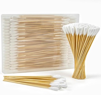 100 PCS Large Cotton Swabs with Storage Box - 6 Inch Dog Ear Swabs with Bamboo