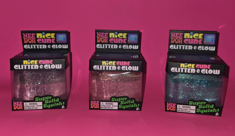 🔥🧊  New *AUTHENIC* Lot Of All 3 NeeDoh Nice Cube Glitter & Glow in the Dark