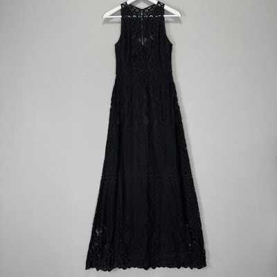 vera wang black lace dress Vera Wang Lace Maxi Dress Womens 2 Black Mother of Bride Formal Evening  Gown