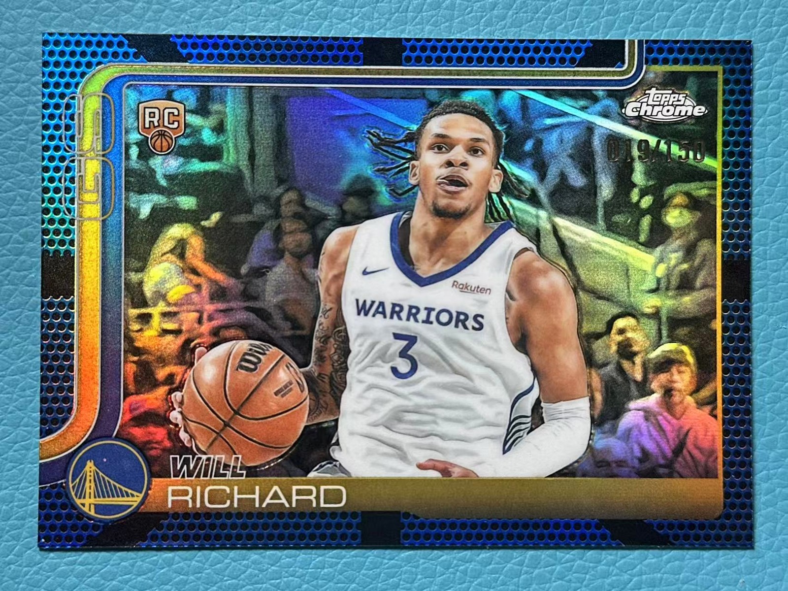Will Richard 2025-26 Topps Chrome 019/150 Blue Basketball RC Warriors #287