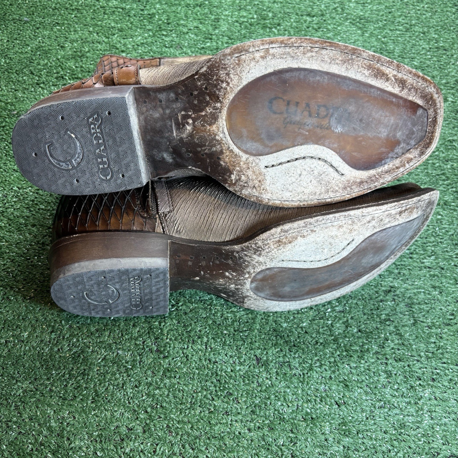 Cuadra Brown Half Python Boots Side Zip Rubber So… - image 11