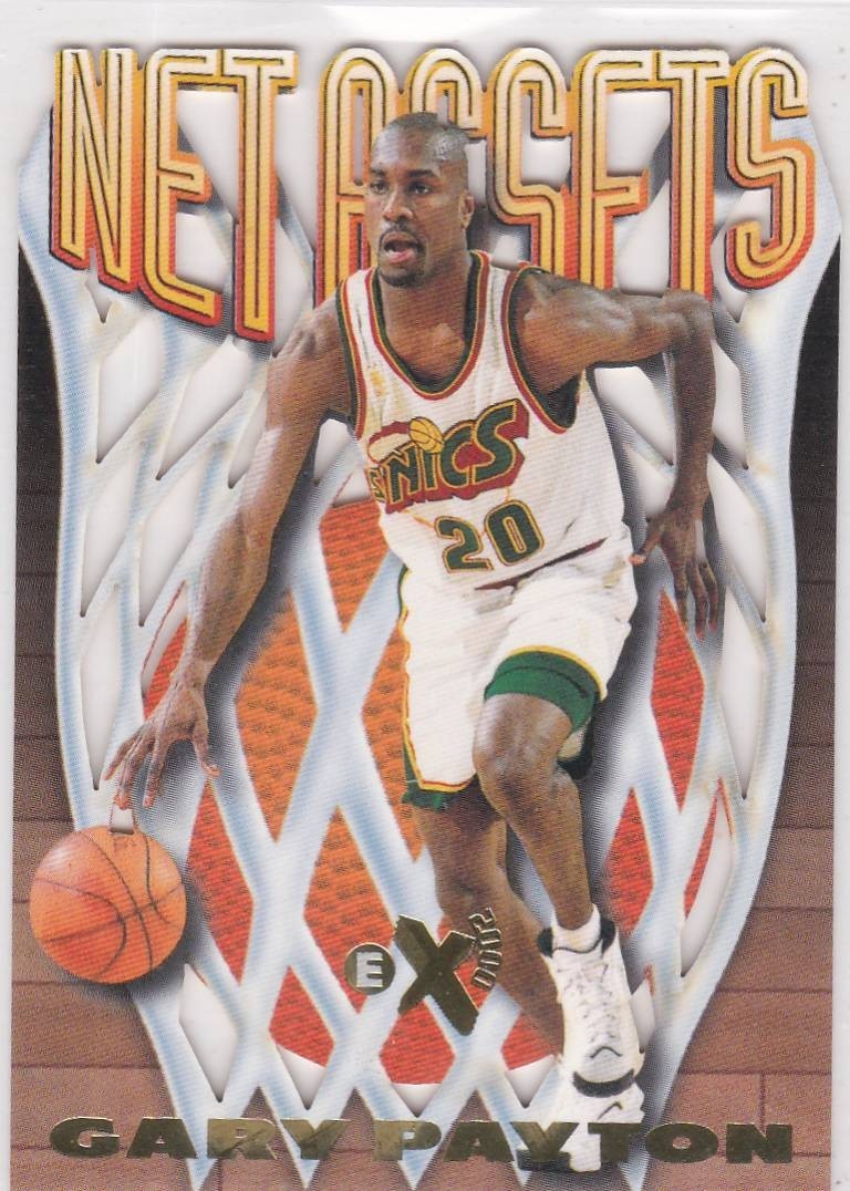 Gary Payton 1996-97 Skybox EX-2000 Net Assets #14 Rare Insert SSP Die-cut Sonics