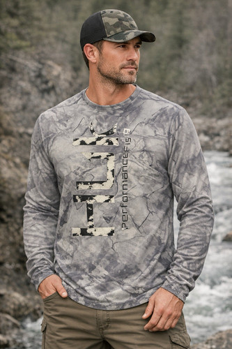 Huk Performance Fishing Long Sleeve Camouflage Shirt Gray/Black L ...