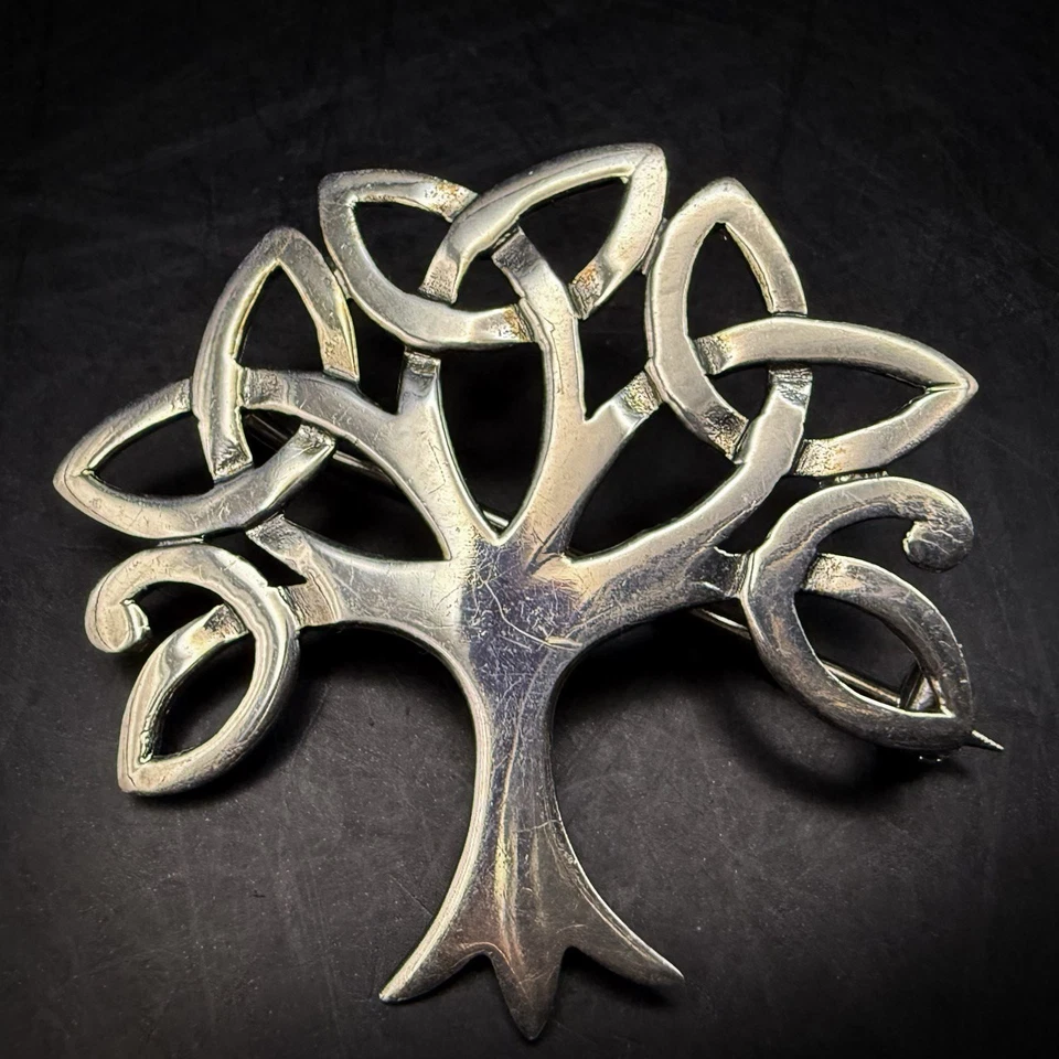 925 Sterling Silver Celtic Tree of Life Brooch, Knotwork Design, 5.13g - Image 4 of 4