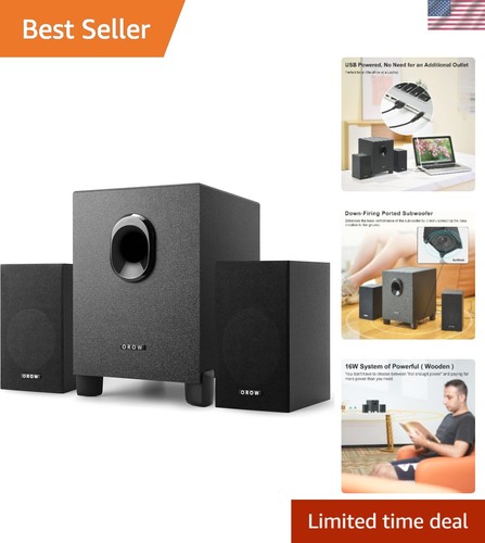 OROW USB-Powered 2.1 Multimedia Speakers with Subwoofer - Strong Bass ...