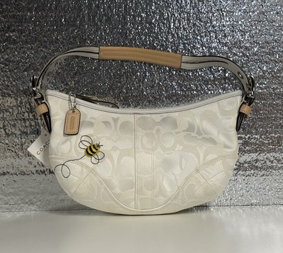 RARE Coach Y2K Optic White Signature C Bumble Bee Small Hobo Bag