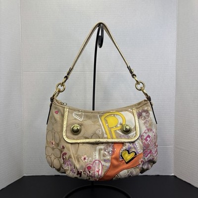 Coach Poppy Shoulder Bag Canvas Beige Y2K Graffiti Hobo Shoulder